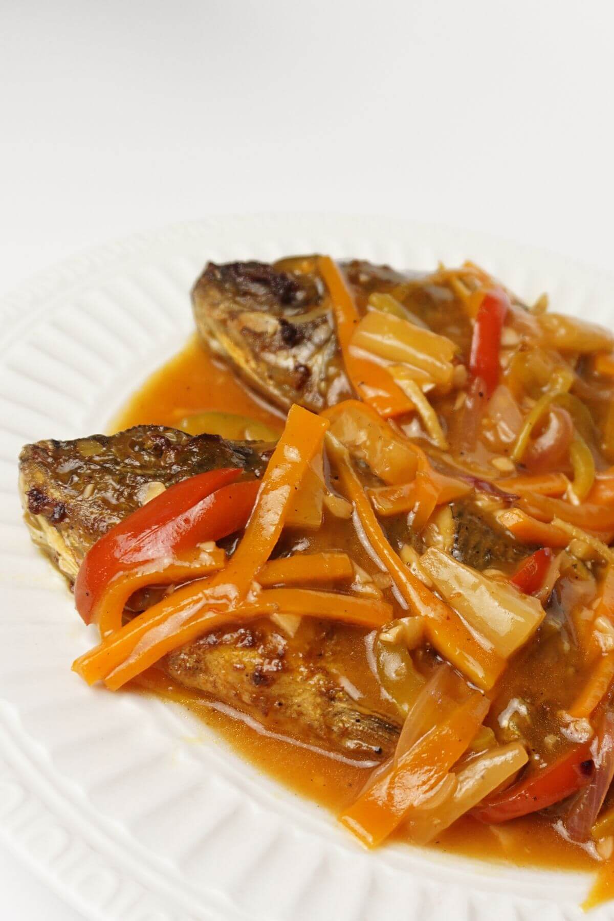 Tilapia in sweet and sour sauce.