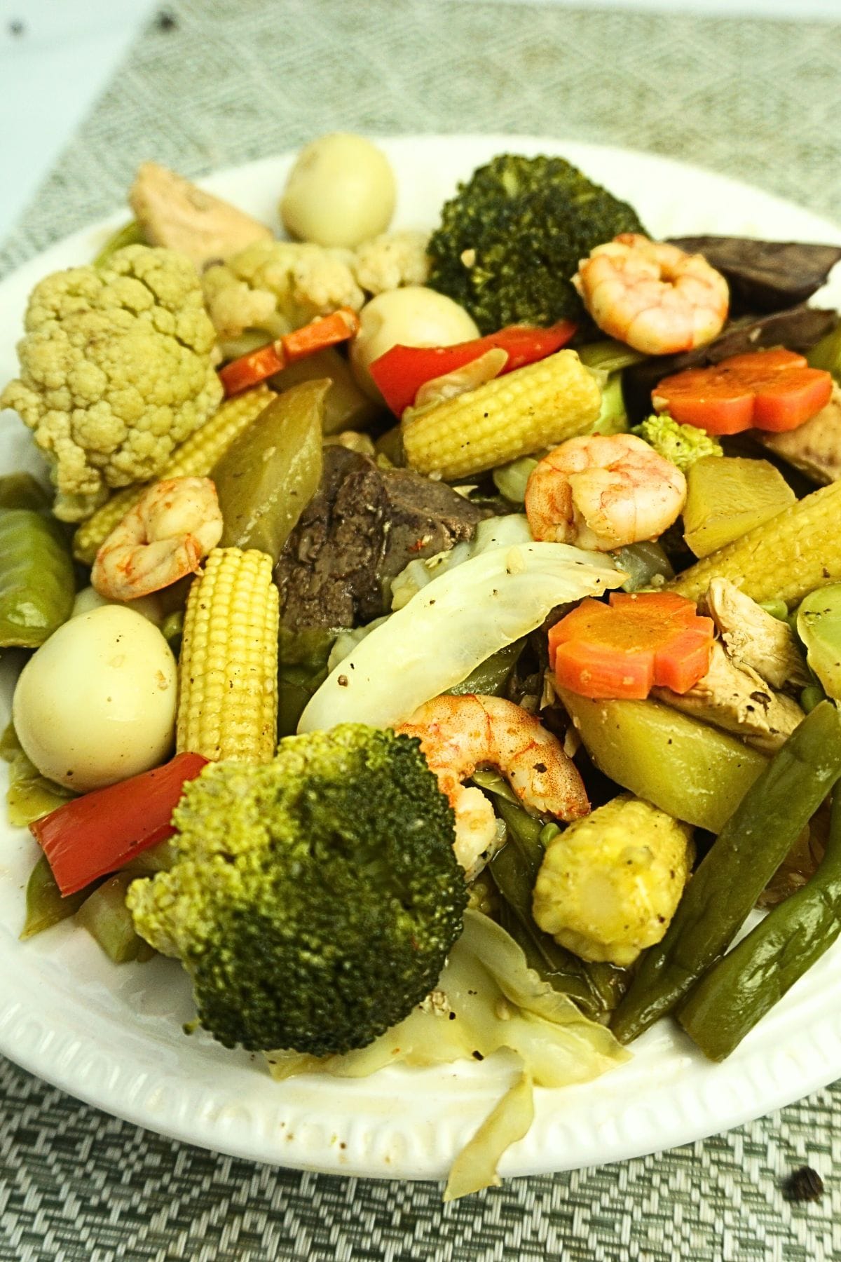 Stir fried mixed vegetables in a plate.