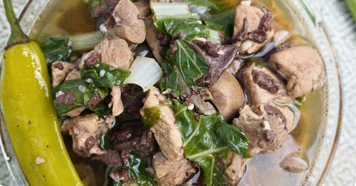 Batchoy kapampangan in a clear bowl.