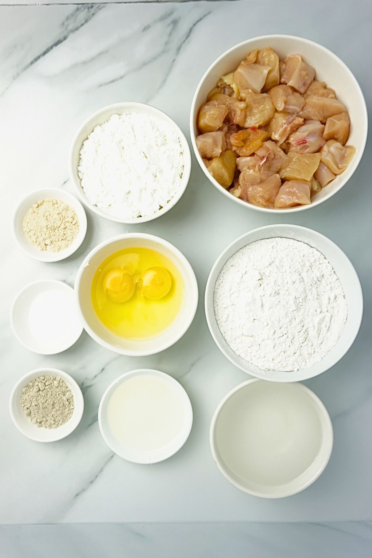 Batter Ingredients (Flour, Cornstarch, Salt, Chicken Powder, White Pepper, Eggs, Water, Cooking Oil)