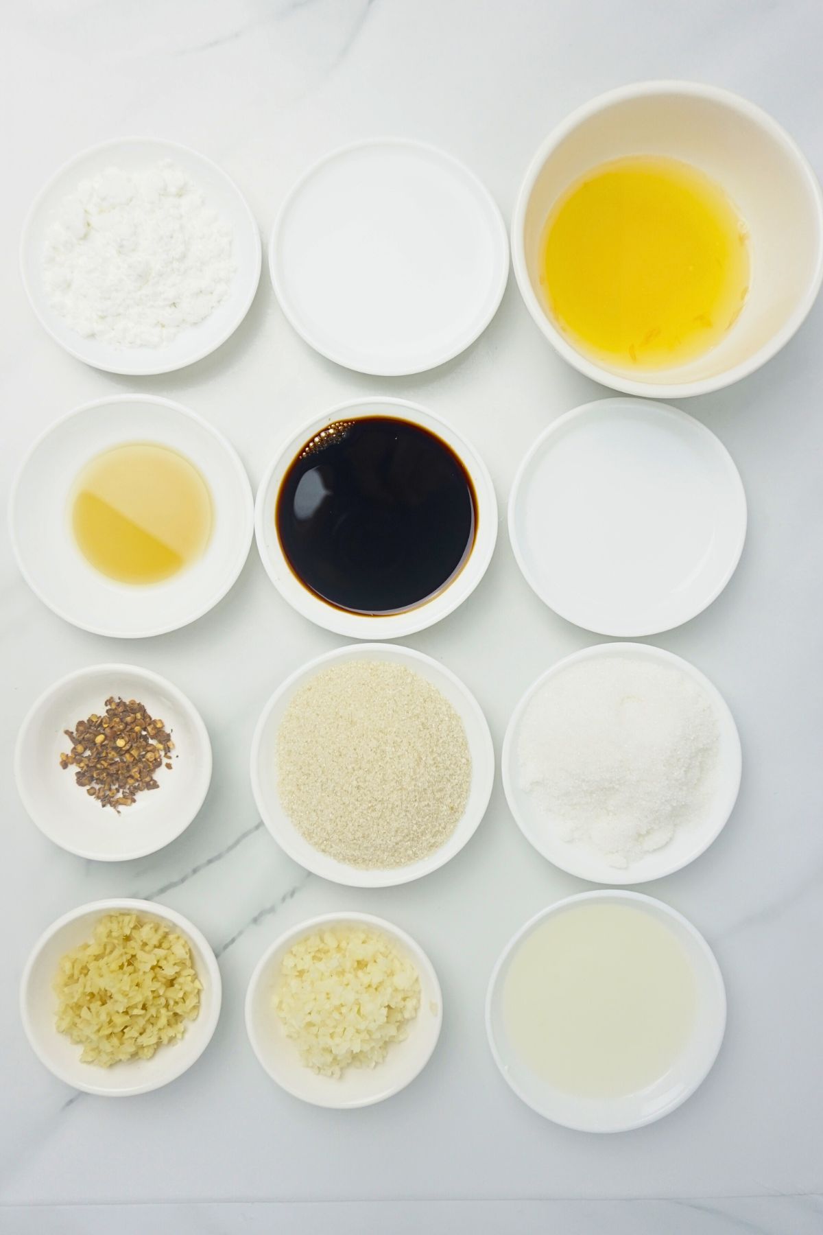Sauce Ingredients (Cooking Oil, Chili Flakes, Ginger, Garlic,White Sugar, Brown Sugar, Orange Juice, Vinegar, Soy Sauce, Sesame Oil, Cornstarch and Water)